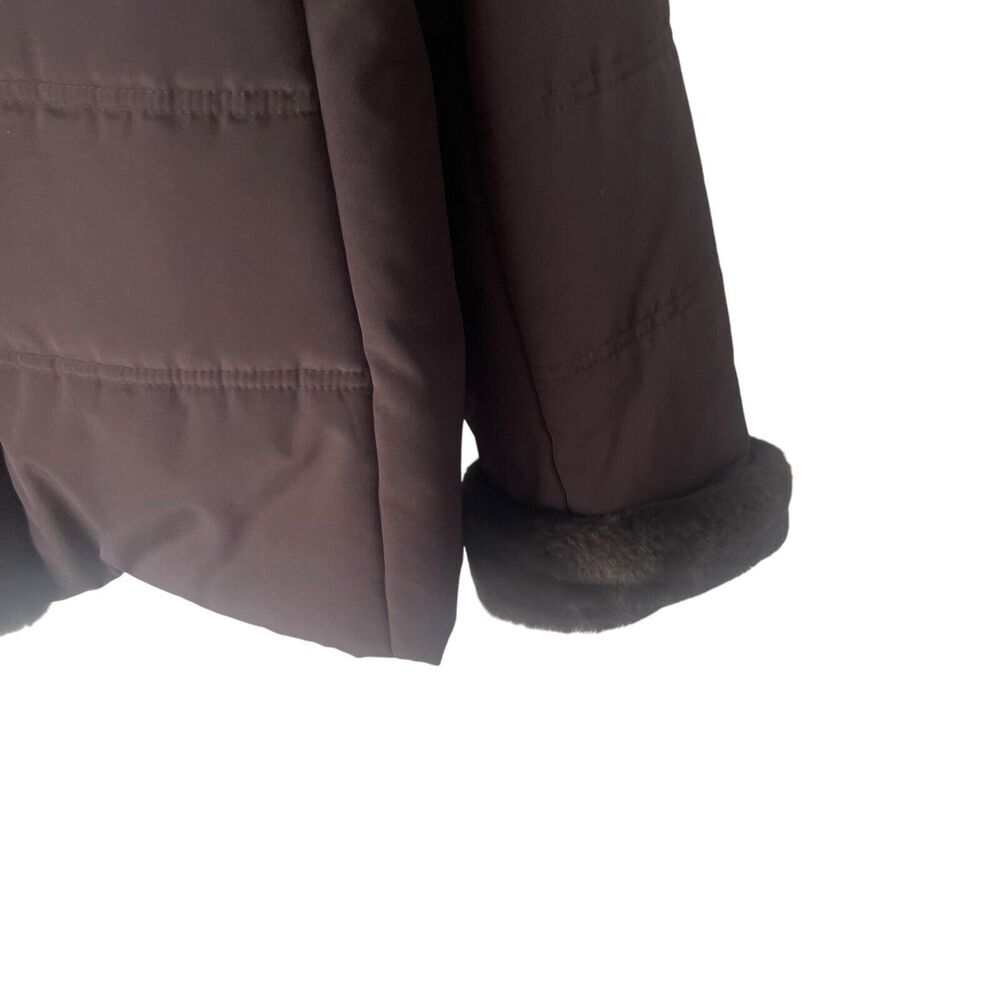 Jones New York Size XL Chocolate Brown Faux‎ Fur Lined Winter Coat - Picture 5 of 11